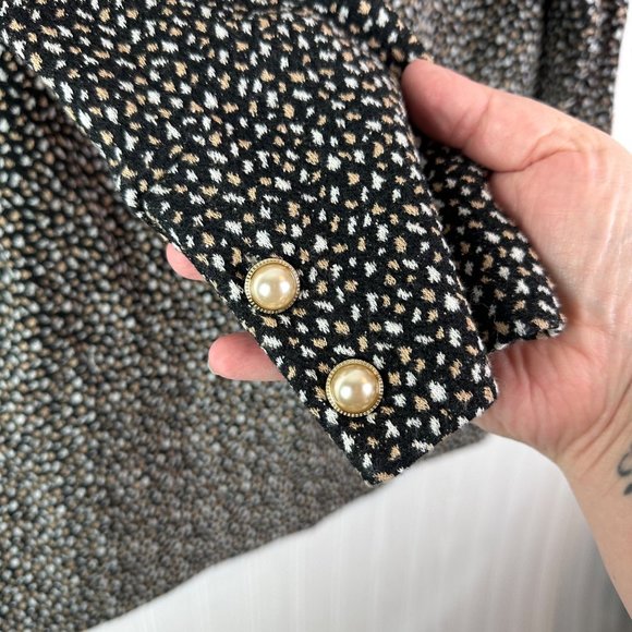 Talbots Women's Blouse Size Medium Black with white and tan dots - Picture 5 of 6